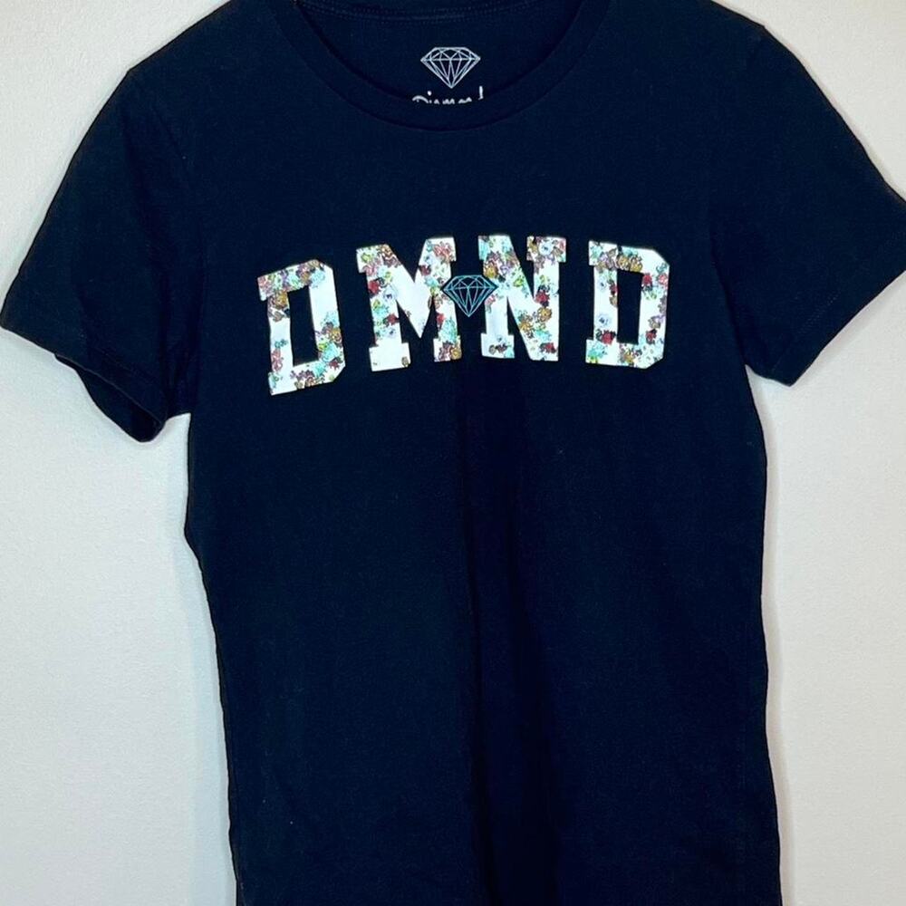 Diamond Supply Co Black Floral Design Tee Size L